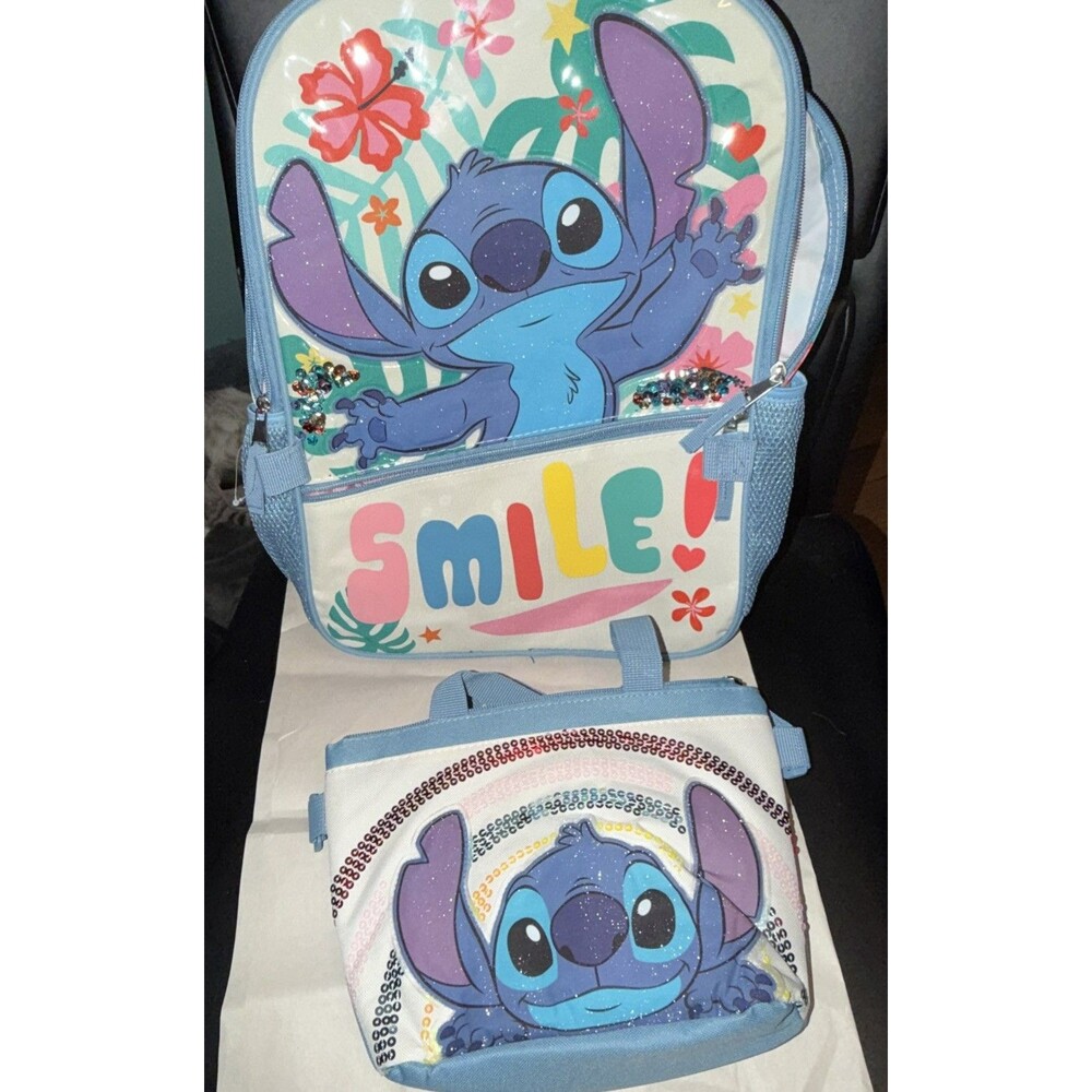 Lilo & Stitch Kids Smile Backpack 2-Piece Set Lunch Bag New